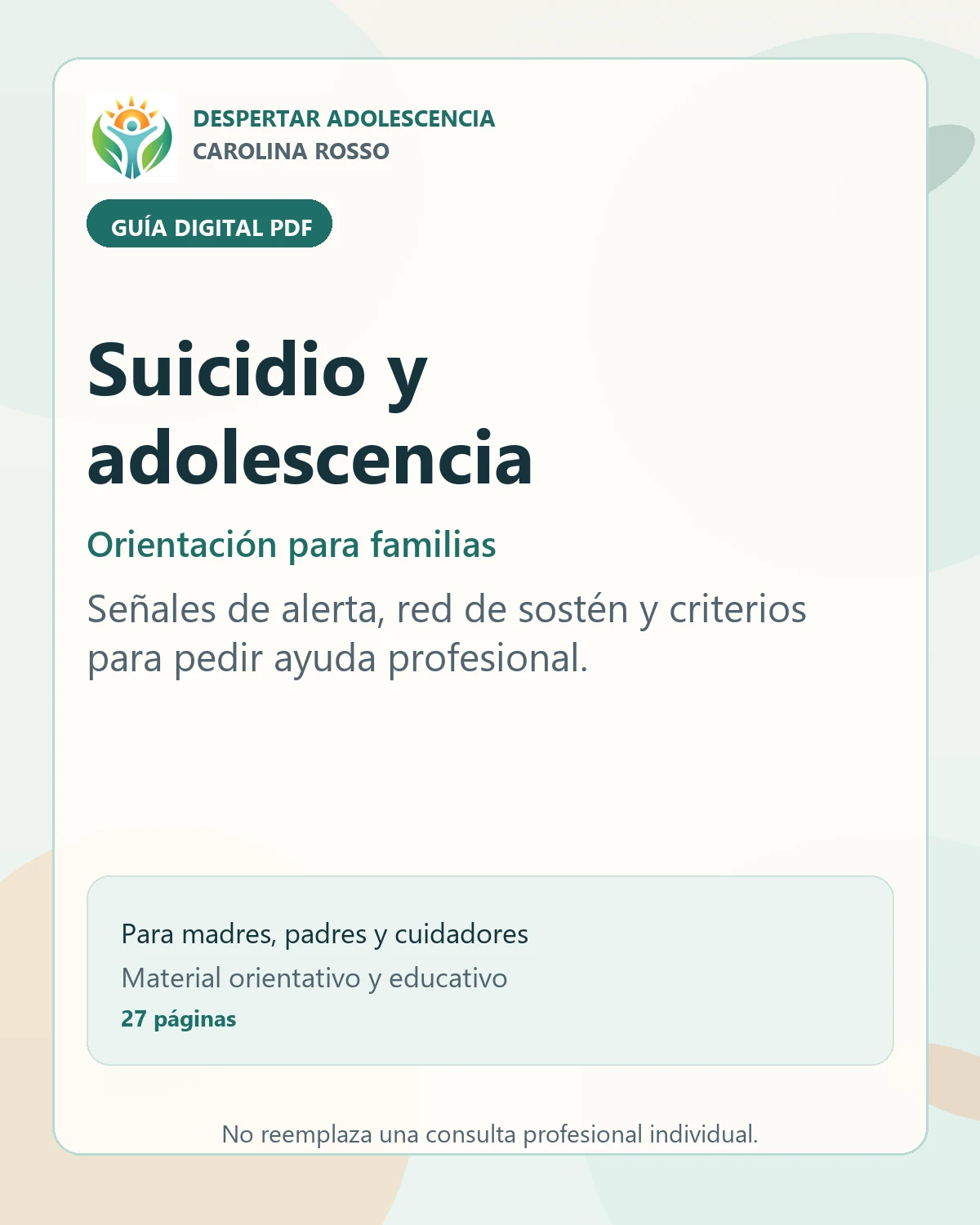 Suicidio y adolescencia: orientación para familias